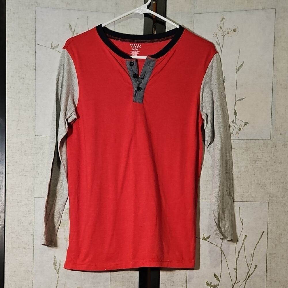French Toast Red and Gray Long Sleeve Tee